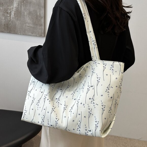 Medium Nylon Classic Style Sewing Thread Square Zipper Chic Floral Tote Bag - Picture 3 of 12